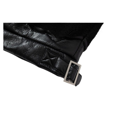 Lamb Wool and Leather Patchwork Cotton Jacket - Thrashink