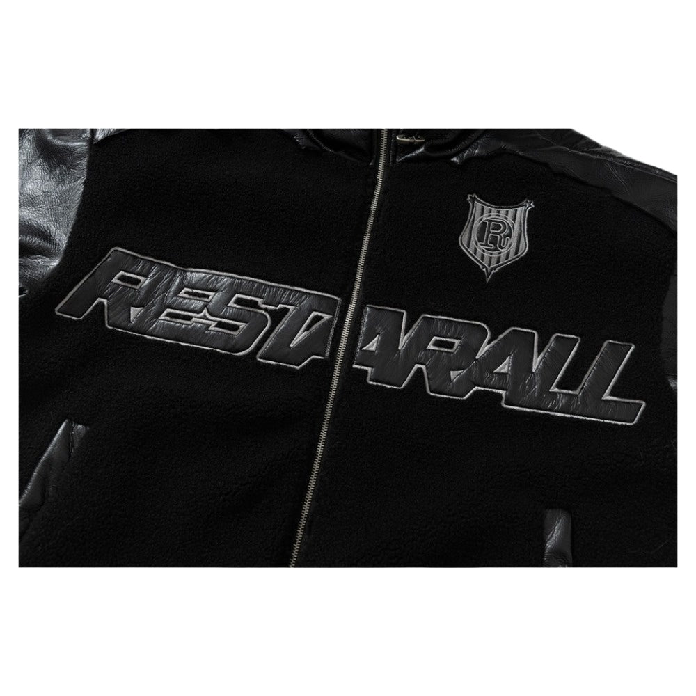 Lamb Wool and Leather Patchwork Cotton Jacket - Thrashink