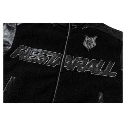 Lamb Wool and Leather Patchwork Cotton Jacket - Thrashink