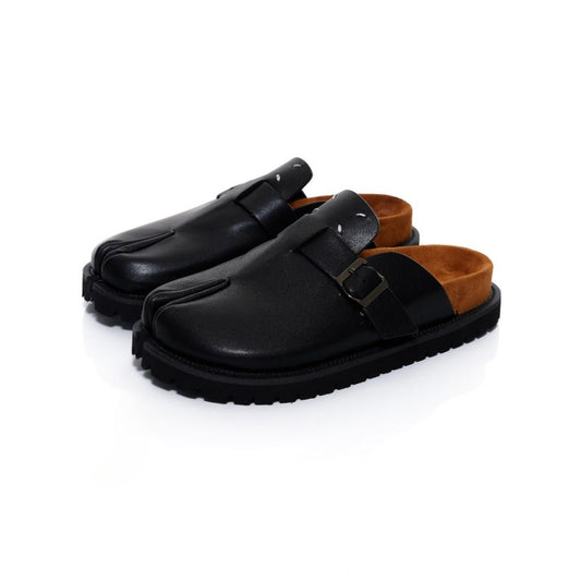 Leather Backless Tabi Shoes - Thrashink