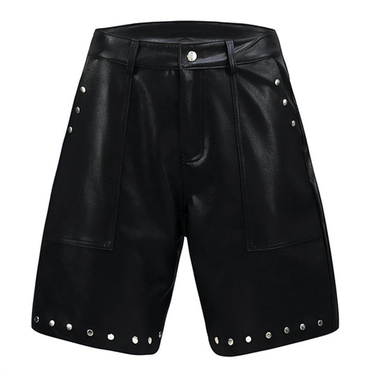 Leather Rivet Shorts - Thrashink