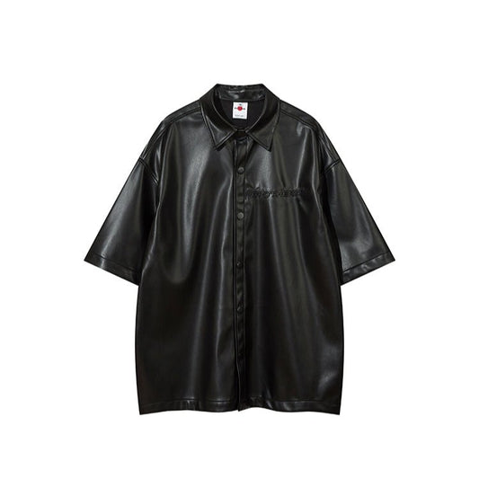 Leather Short Sleeve Shirt - Thrashink