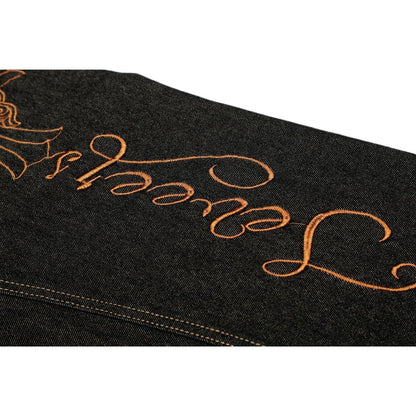 Leopard - Accent Cross Embroidered Studded Jeans - Thrashink