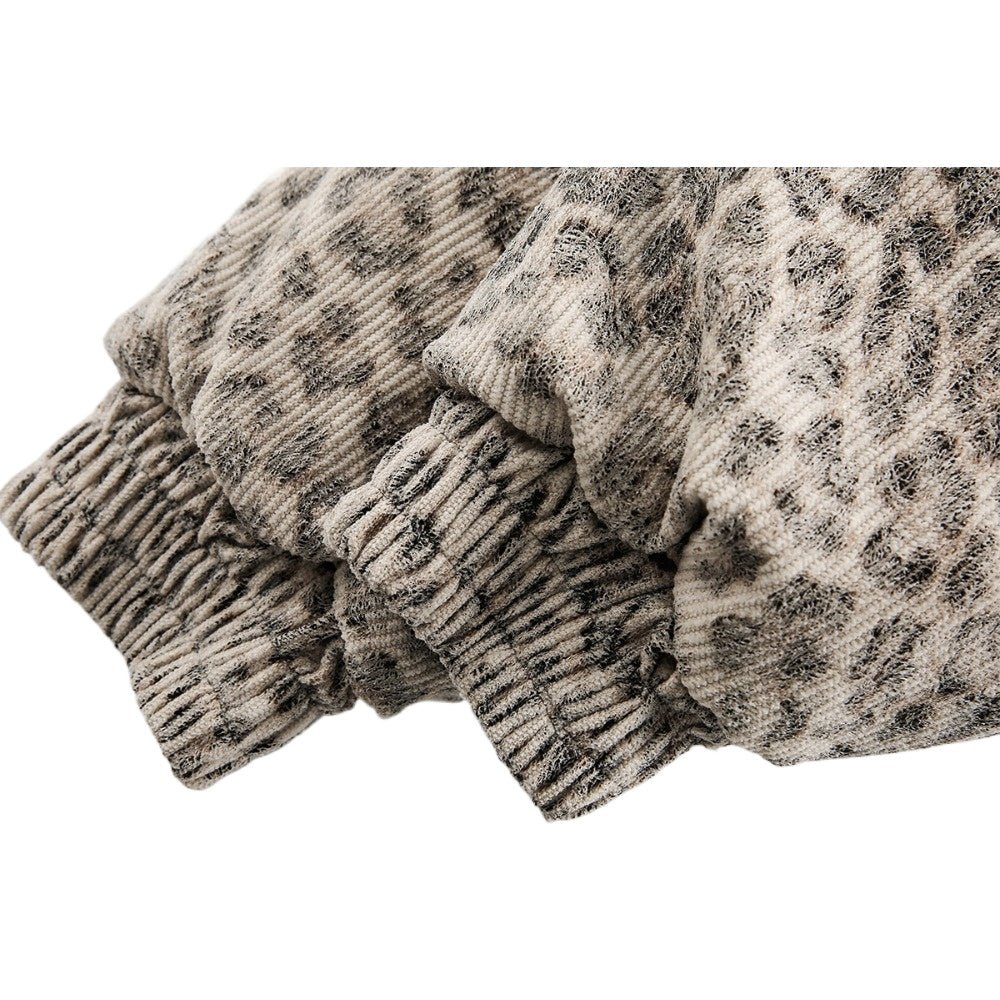 Leopard Print Faux Fur Collar Bomber Jacket - Thrashink