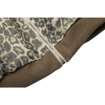 Leopard Print Faux Fur Lined Padded Jacket - Thrashink