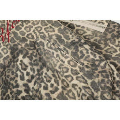 Leopard Print Faux Fur Lined Padded Jacket - Thrashink
