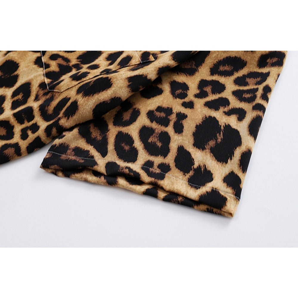 Leopard Print Short Sleeve Shirt - Thrashink