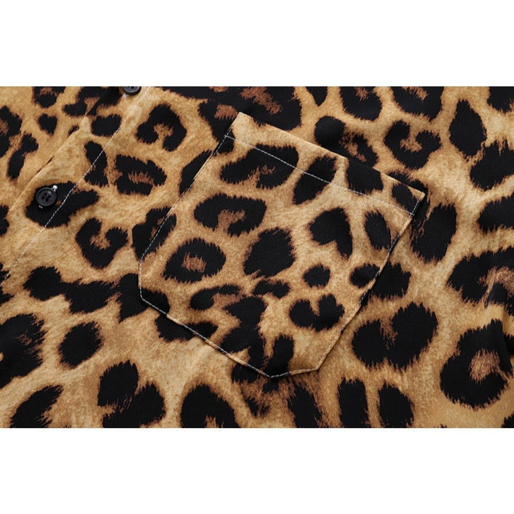 Leopard Print Short Sleeve Shirt - Thrashink