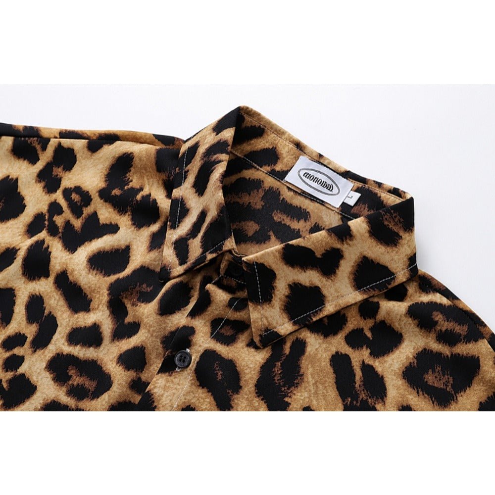 Leopard Print Short Sleeve Shirt - Thrashink