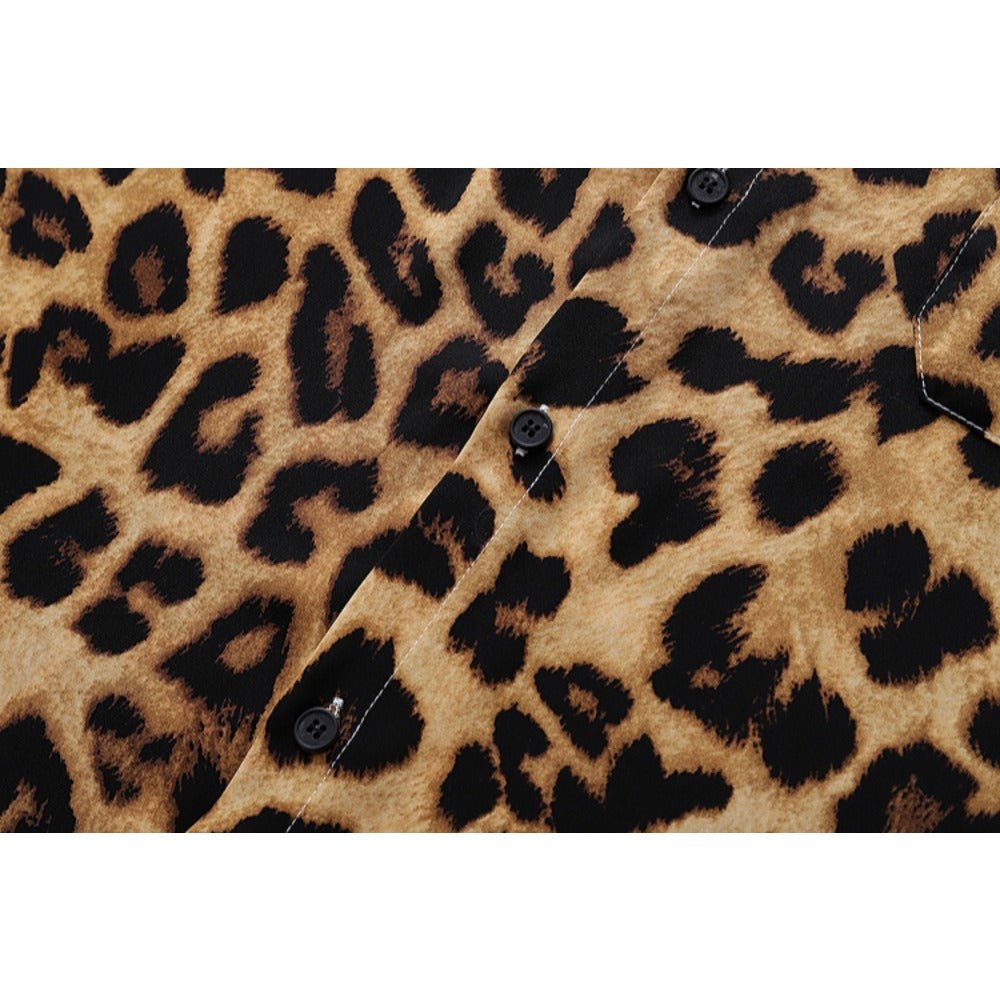 Leopard Print Short Sleeve Shirt - Thrashink