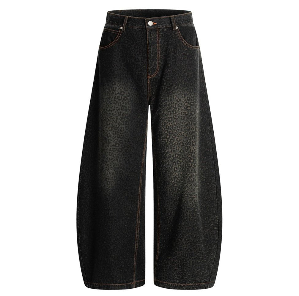 Leopard Styled Baggy Jeans - Thrashink