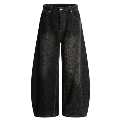 Leopard Styled Baggy Jeans - Thrashink