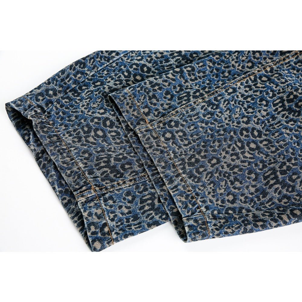 Leopard Styled Baggy Jeans - Thrashink