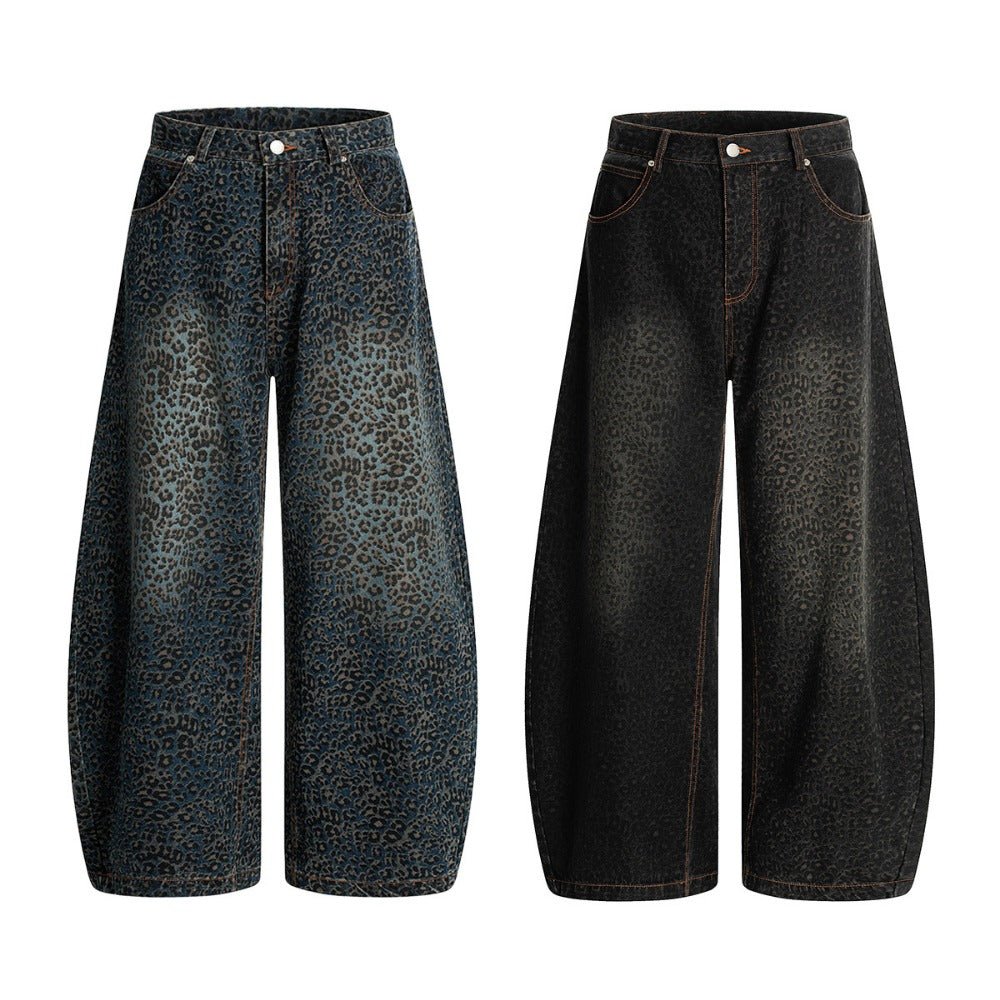 Leopard Styled Baggy Jeans - Thrashink