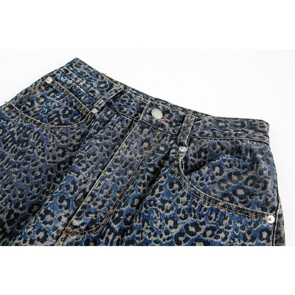 Leopard Styled Baggy Jeans - Thrashink
