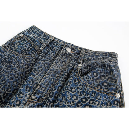 Leopard Styled Baggy Jeans - Thrashink