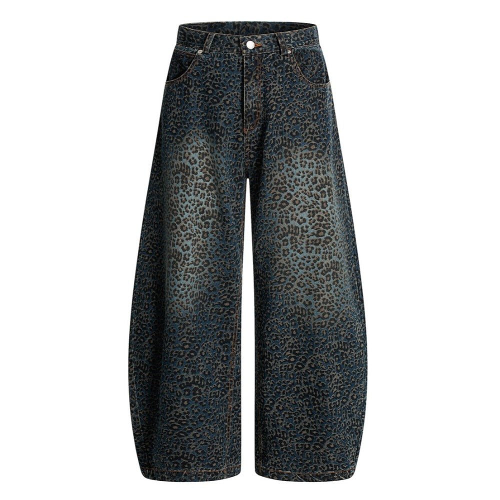 Leopard Styled Baggy Jeans - Thrashink