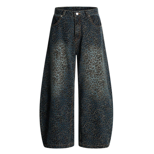 Leopard Styled Baggy Jeans - Thrashink