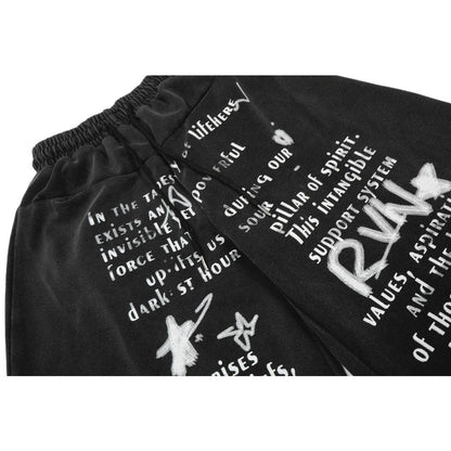 Letter Graffiti Washed Casual Sweatpants - Thrashink