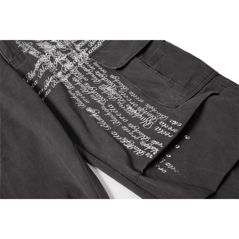 Letter - shaped Cross - patterned Cargo Pants - Thrashink