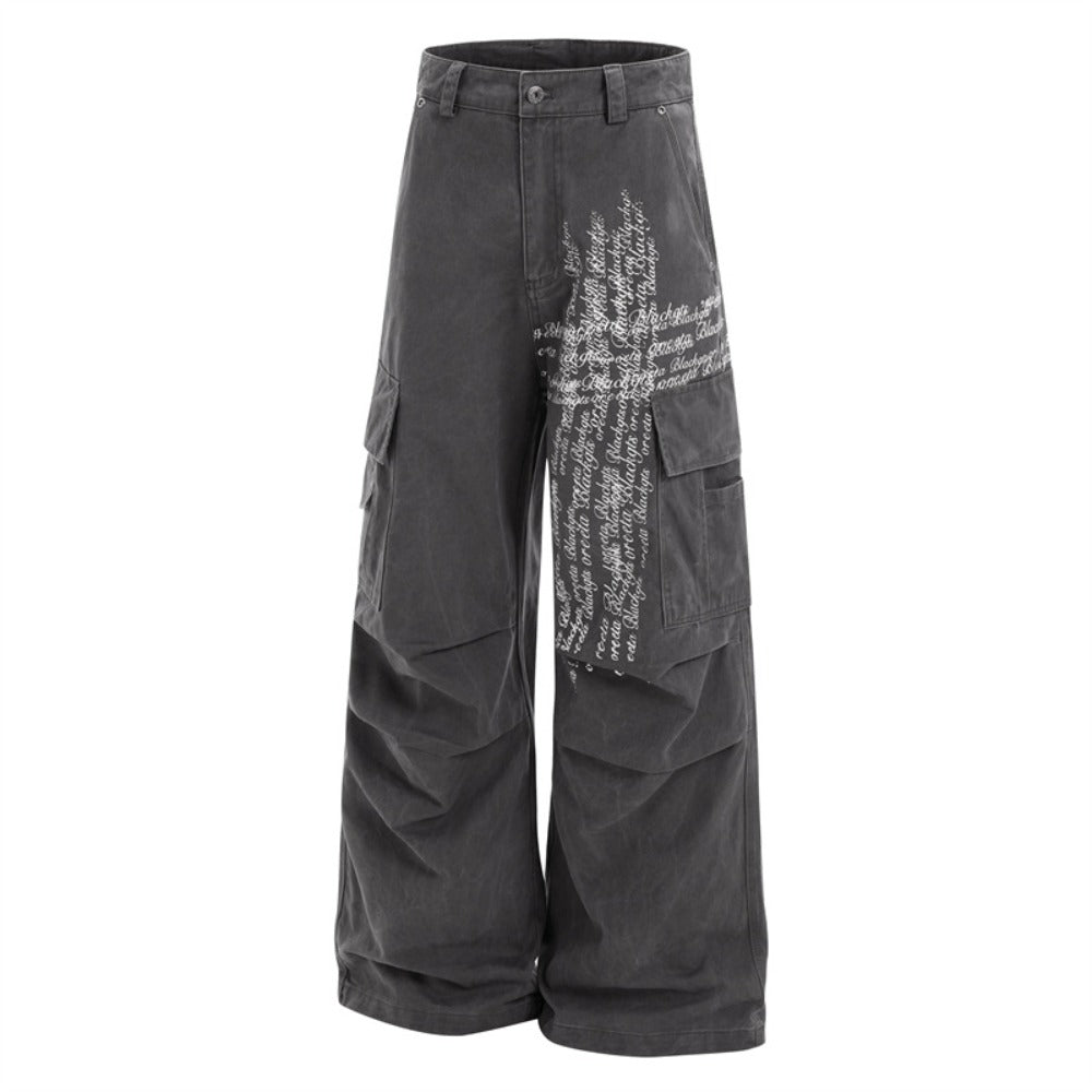Letter - shaped Cross - patterned Cargo Pants - Thrashink