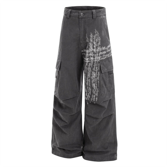 Letter - shaped Cross - patterned Cargo Pants - Thrashink