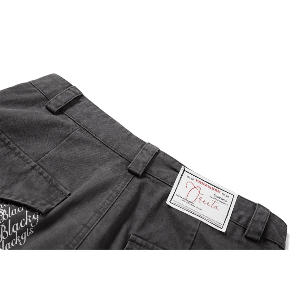 Letter - shaped Cross - patterned Cargo Pants - Thrashink