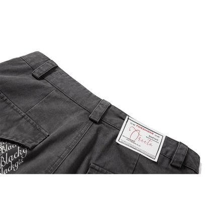 Letter - shaped Cross - patterned Cargo Pants - Thrashink