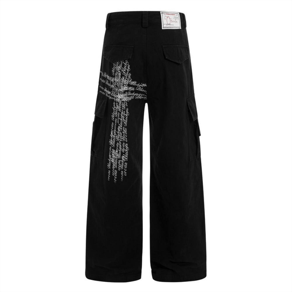 Letter - shaped Cross - patterned Cargo Pants - Thrashink