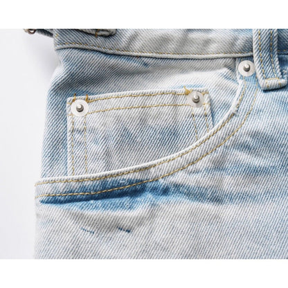 Light Blue Gradient Frayed Denim Shorts - Thrashink