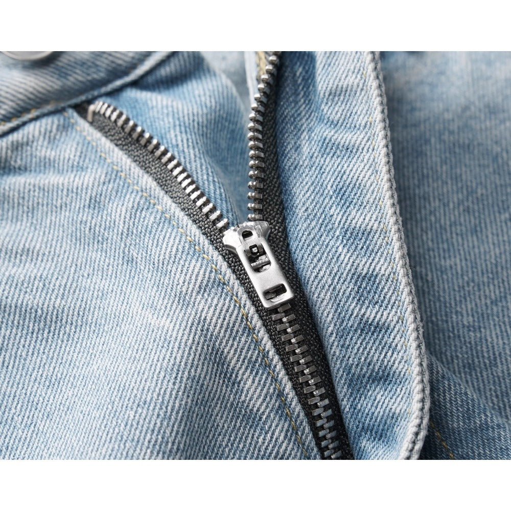 Light Blue Gradient Frayed Denim Shorts - Thrashink