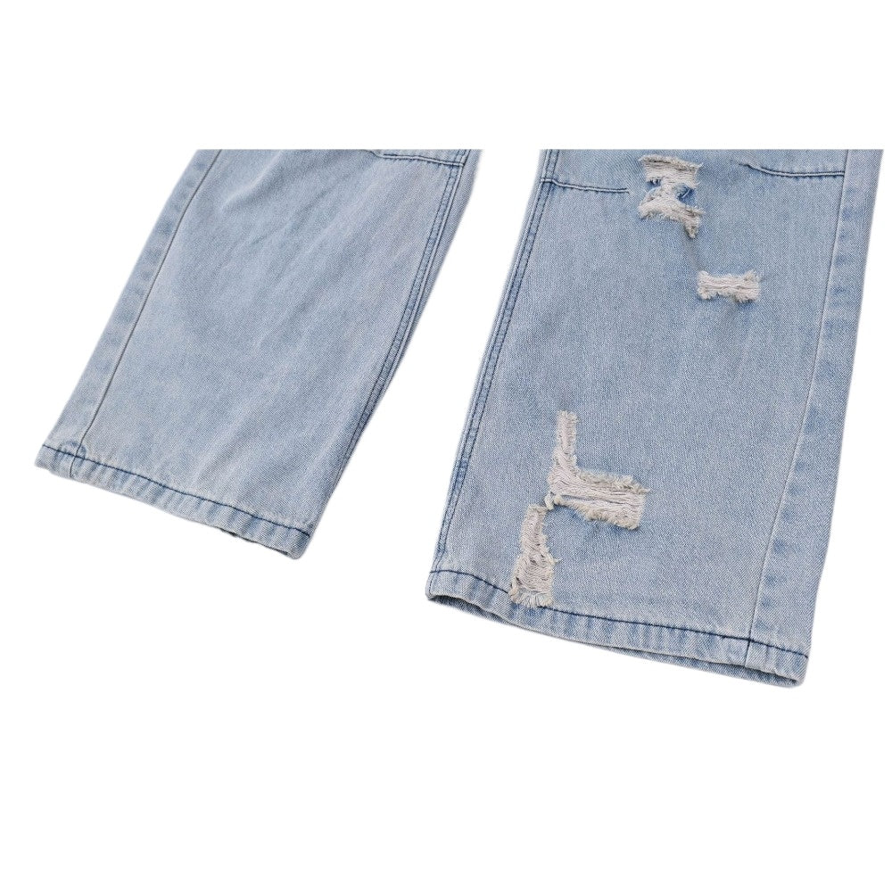 Light - colored Washed Destroyed Jeans - Thrashink