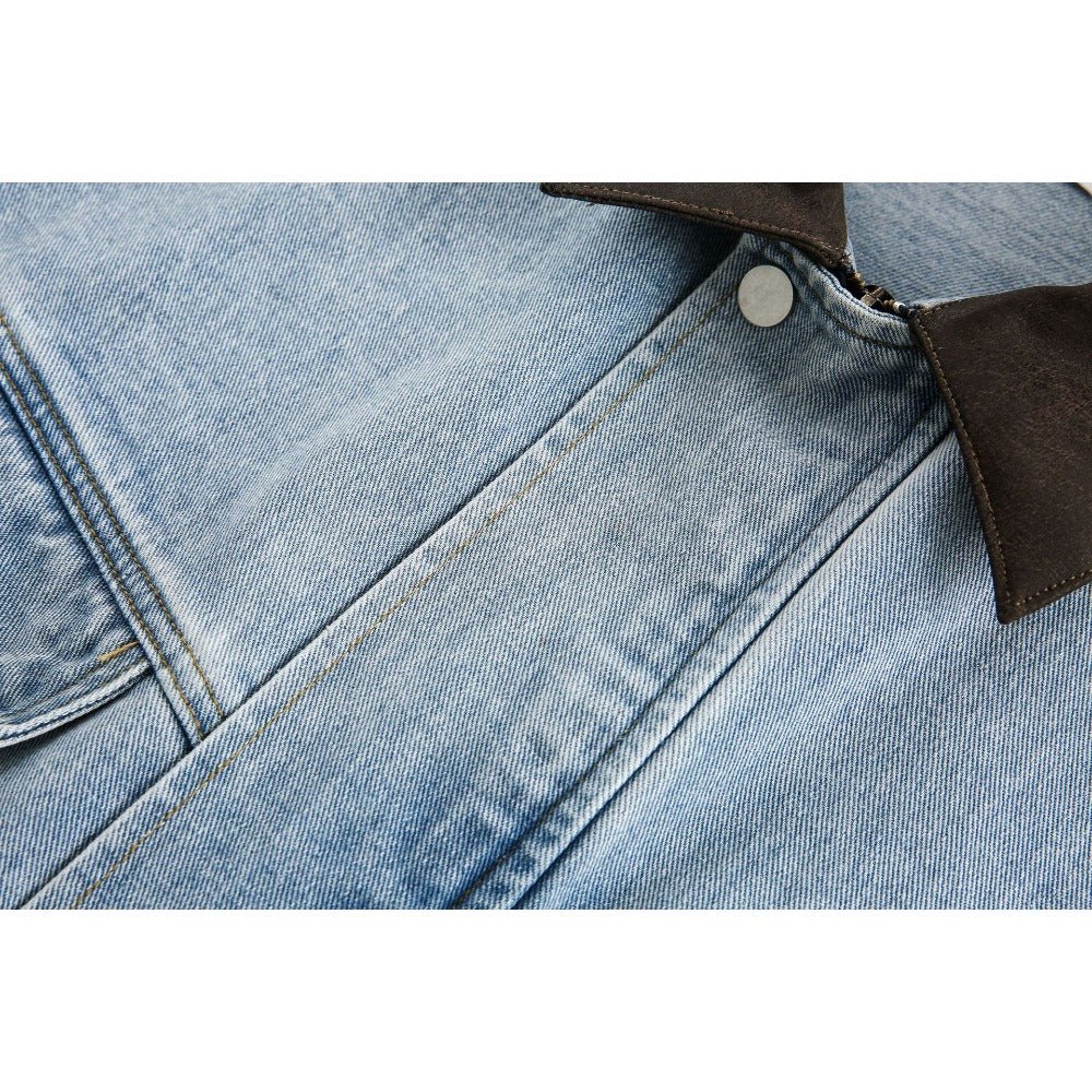 Light Wash Denim Work Jacket - Thrashink