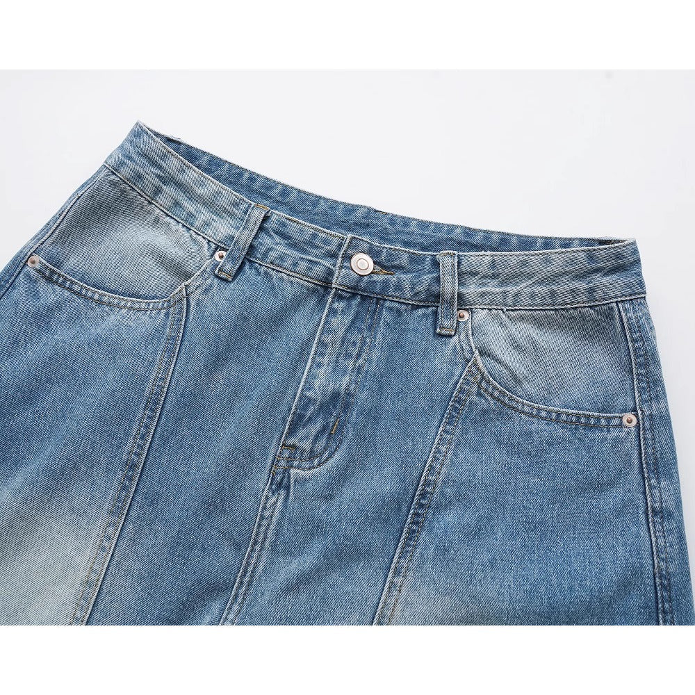 Lightning Pattern Frayed Jeans - Thrashink