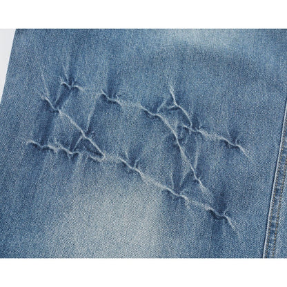 Lightning Pattern Frayed Jeans - Thrashink
