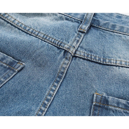 Lightning Pattern Frayed Jeans - Thrashink