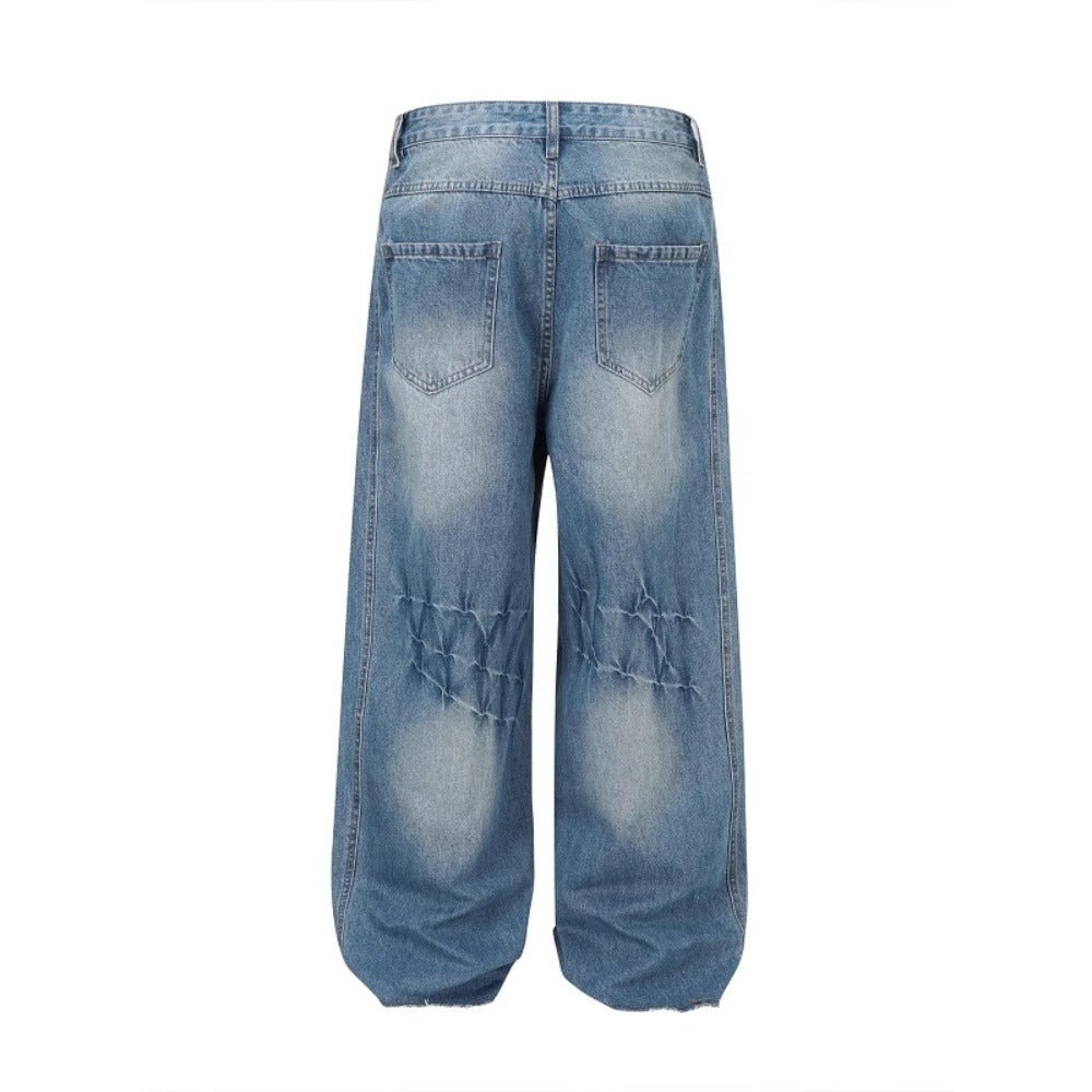Lightning Pattern Frayed Jeans - Thrashink