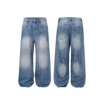 Lightning Pattern Frayed Jeans - Thrashink