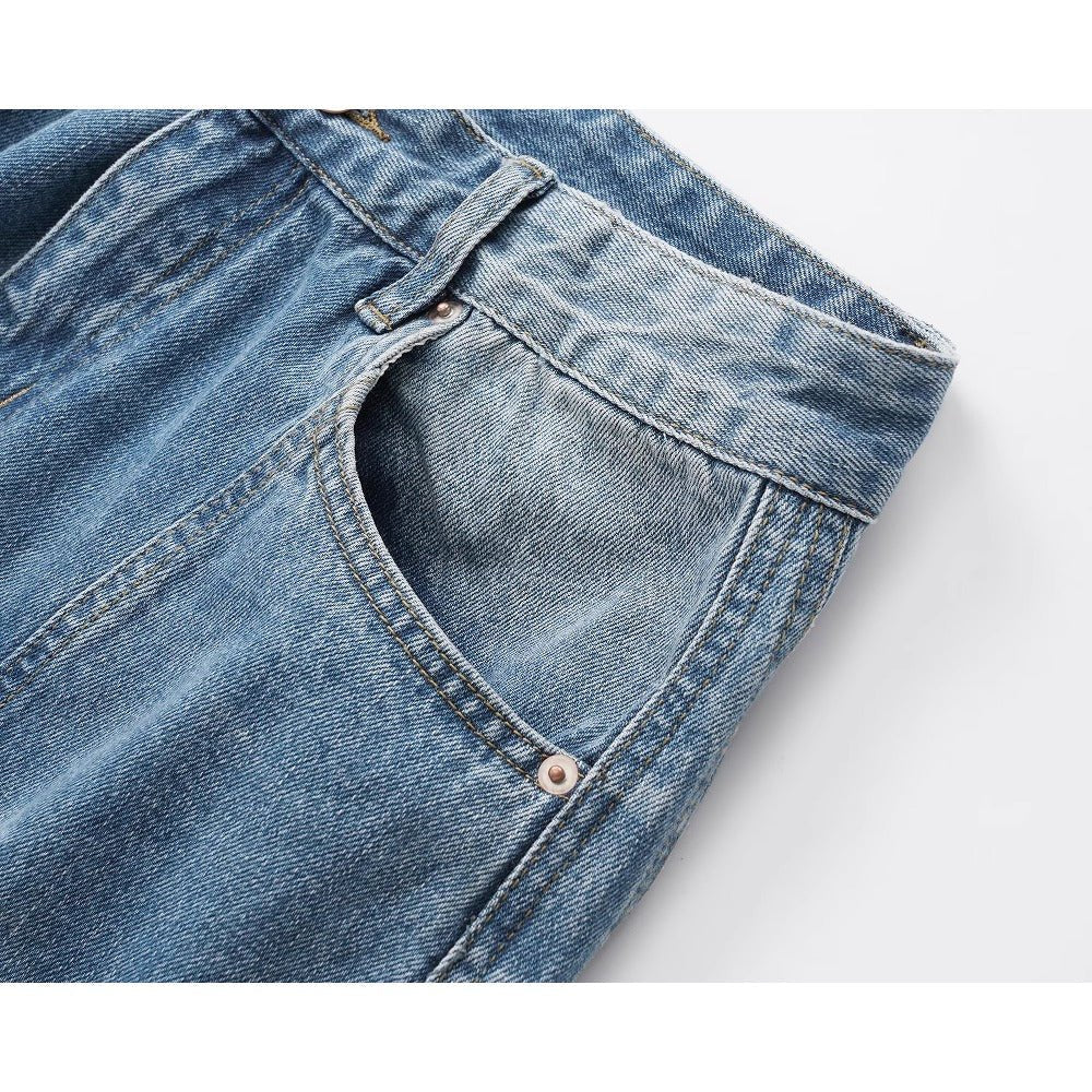 Lightning Pattern Frayed Jeans - Thrashink