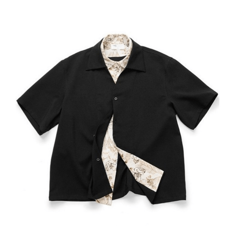 Linen Floral Collar Casual Shirt - Thrashink