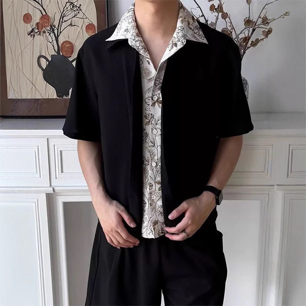 Linen Floral Collar Casual Shirt - Thrashink