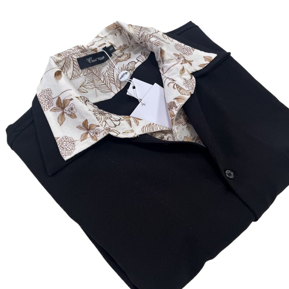 Linen Floral Collar Casual Shirt - Thrashink