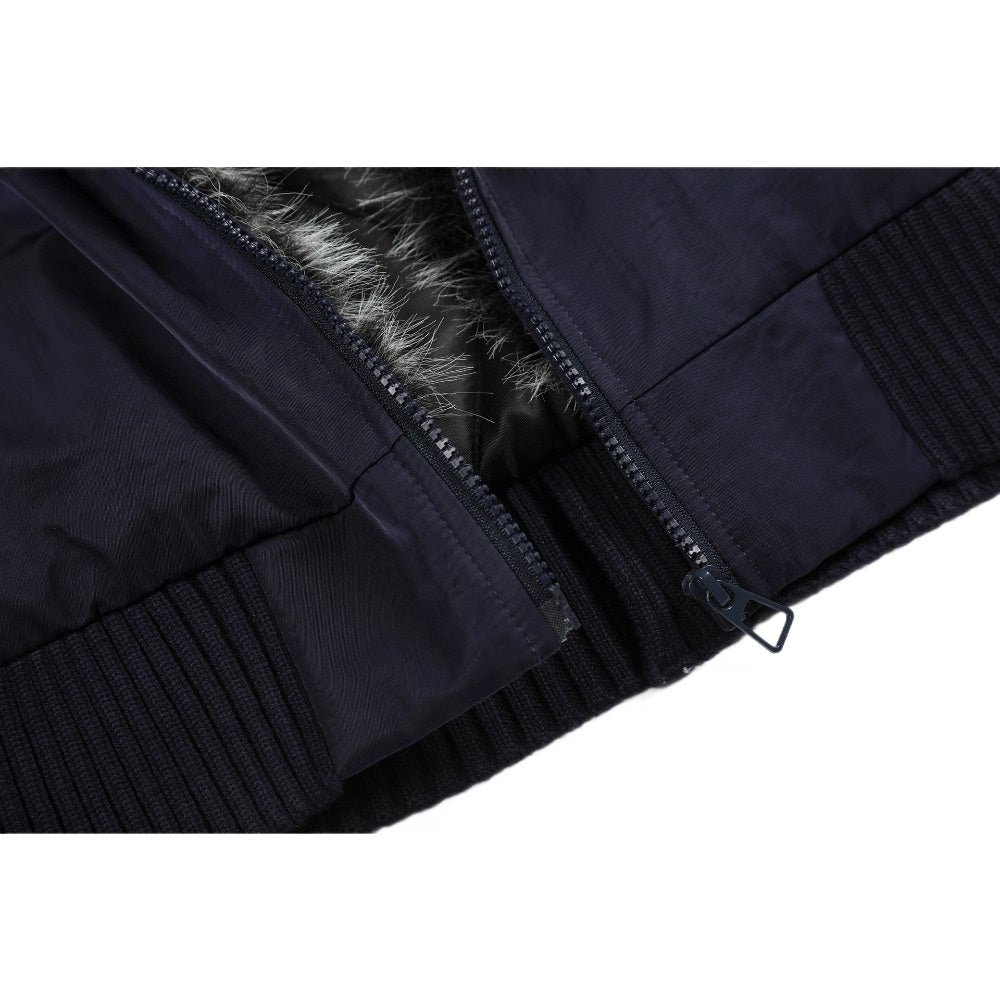 Loose Hooded Fur - Collar Patchwork Padded Jacket - Thrashink