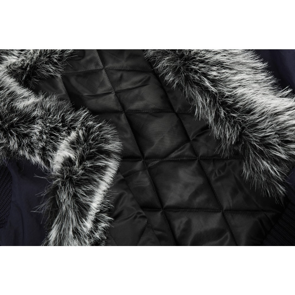 Loose Hooded Fur - Collar Patchwork Padded Jacket - Thrashink