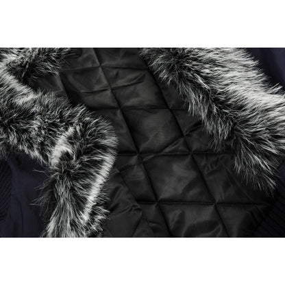 Loose Hooded Fur - Collar Patchwork Padded Jacket - Thrashink