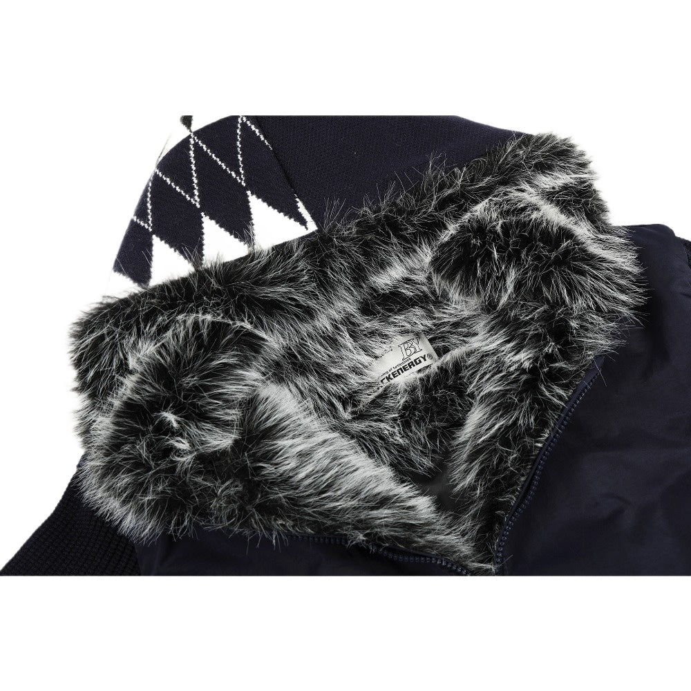 Loose Hooded Fur - Collar Patchwork Padded Jacket - Thrashink