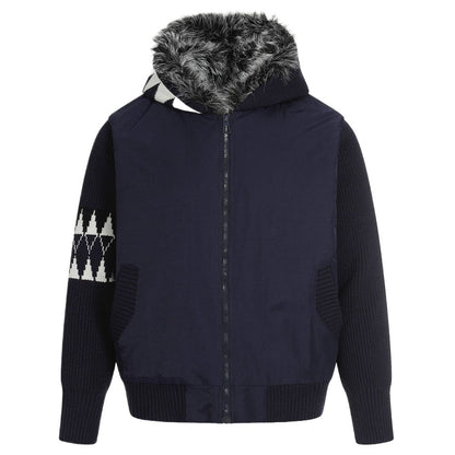 Loose Hooded Fur - Collar Patchwork Padded Jacket - Thrashink