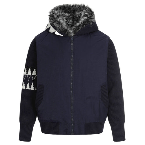 Loose Hooded Fur - Collar Patchwork Padded Jacket - Thrashink