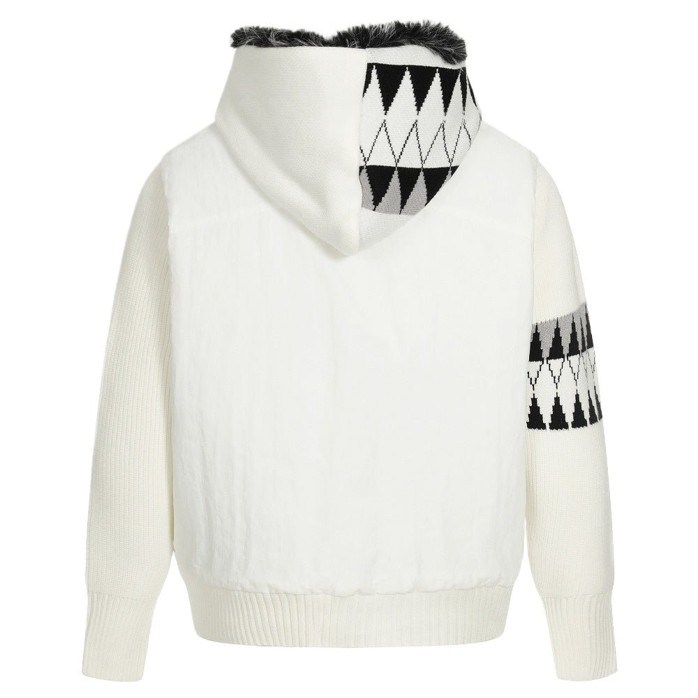 Loose Hooded Fur - Collar Patchwork Padded Jacket - Thrashink