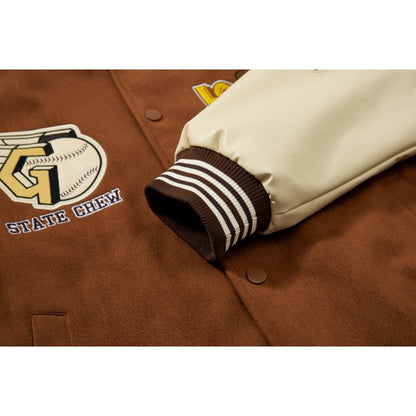 Mafa Vintage Embroidered Varsity Jacket - Thrashink